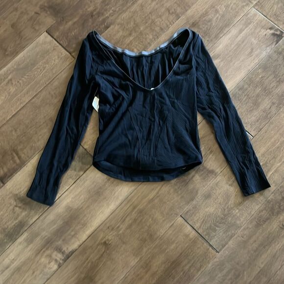 Free People Long Run Layering Top Black M - Picture 4 of 5
